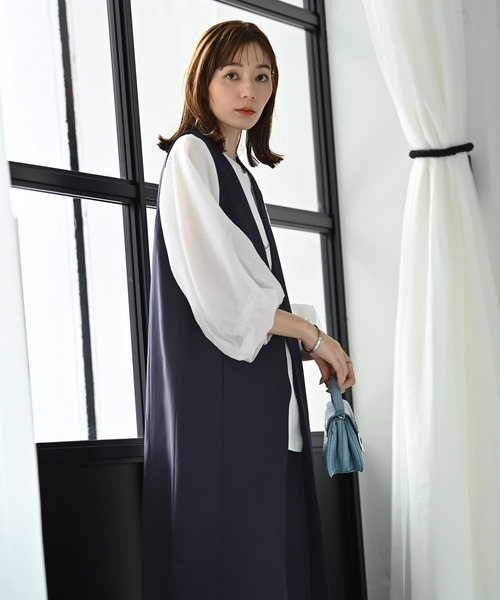 STYLE DELI(スタイルデリ)の「【Kana Oyama×BLK001】チュール袖トップス/DELI size(Tシャツ/カットソー・レディース・ネイビー・FREE)」の7枚目の写真