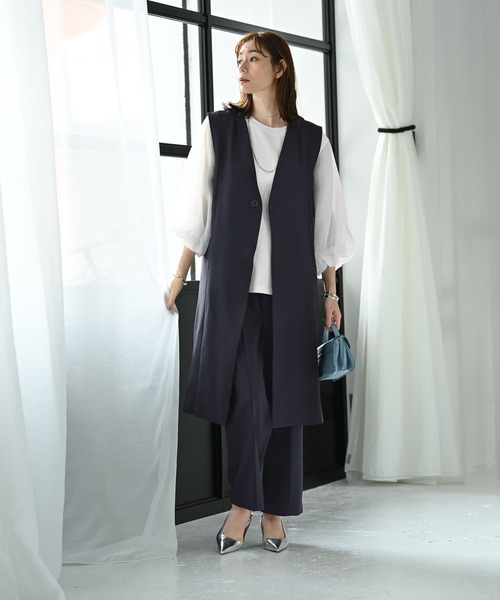 STYLE DELI(スタイルデリ)の「【Kana Oyama×BLK001】チュール袖トップス/DELI size(Tシャツ/カットソー・レディース・ネイビー・FREE)」の8枚目の写真