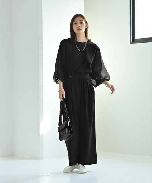 STYLE DELI(スタイルデリ)の「【Kana Oyama×BLK001】チュール袖トップス/DELI size(Tシャツ/カットソー・レディース・ネイビー・FREE)」の9枚目の写真