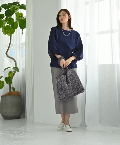 STYLE DELI(スタイルデリ)の「【Kana Oyama×BLK001】チュール袖トップス/DELI size(Tシャツ/カットソー・レディース・ネイビー・FREE)」の13枚目の写真