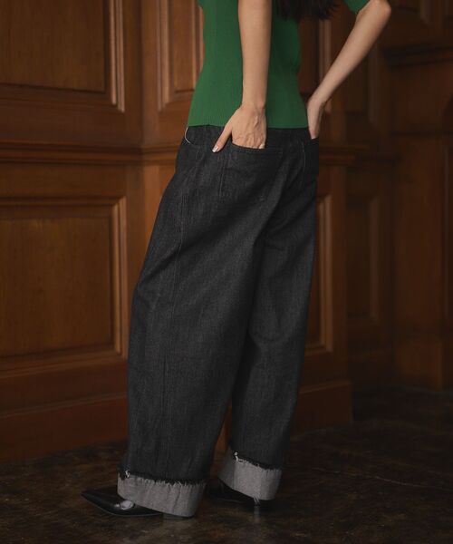 CRAFT STANDARD BOUTIQUE（クラフトスタンダードブティック）の「カーブデニムパンツ（デニムパンツ・レディース・アイボリー/ブラック/インディゴブルー・L/M）」の6枚目の写真