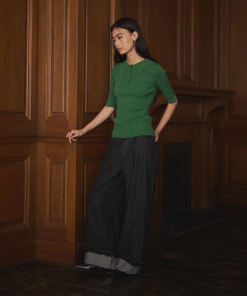 CRAFT STANDARD BOUTIQUE（クラフトスタンダードブティック）の「カーブデニムパンツ（デニムパンツ・レディース・アイボリー/ブラック/インディゴブルー・L/M）」の7枚目の写真