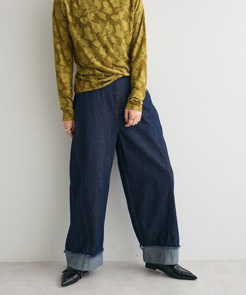 CRAFT STANDARD BOUTIQUE（クラフトスタンダードブティック）の「カーブデニムパンツ（デニムパンツ・レディース・アイボリー/ブラック/インディゴブルー・L/M）」の12枚目の写真