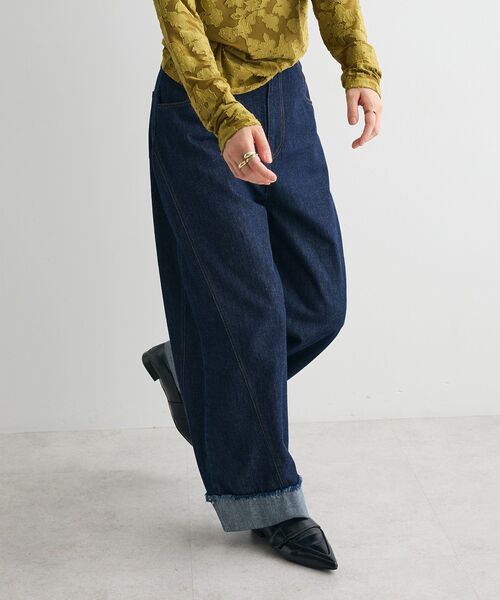 CRAFT STANDARD BOUTIQUE（クラフトスタンダードブティック）の「カーブデニムパンツ（デニムパンツ・レディース・アイボリー/ブラック/インディゴブルー・L/M）」の13枚目の写真