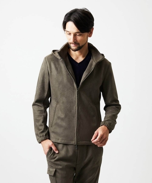MICHEL KLEIN HOMME (ミッシェルクランオム)の「【セットアップ】スエード調パーカーブルゾン(ブルゾン・メンズ・ブラック/カーキ・MEDIUM/LARGE/X-LARGE)」の15枚目の写真