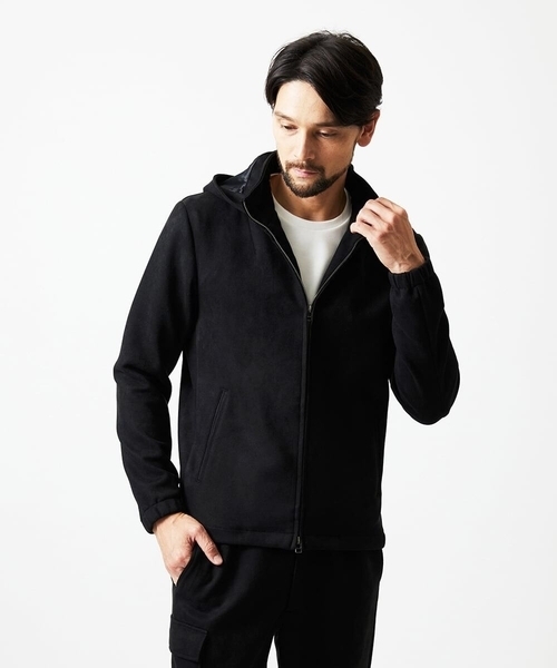 MICHEL KLEIN HOMME (ミッシェルクランオム)の「【セットアップ】スエード調パーカーブルゾン(ブルゾン・メンズ・ブラック/カーキ・MEDIUM/LARGE/X-LARGE)」の3枚目の写真