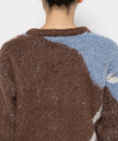 mysty woman(ミスティウーマン)の「【WEB限定】ニュアンスラインジャガードニットプルオーバー 494923(ニット/セーター・レディース・オフホワイト/ライトグレー/ライトブラウン・FREE)」の10枚目の写真