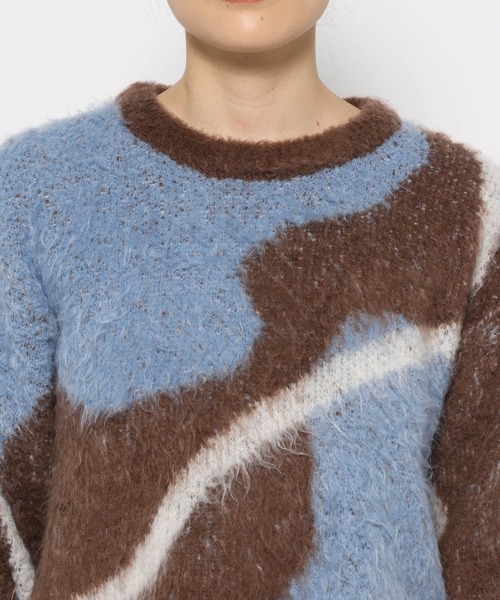 mysty woman(ミスティウーマン)の「【WEB限定】ニュアンスラインジャガードニットプルオーバー 494923(ニット/セーター・レディース・オフホワイト/ライトグレー/ライトブラウン・FREE)」の11枚目の写真