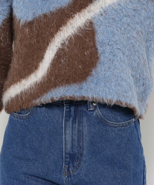 mysty woman(ミスティウーマン)の「【WEB限定】ニュアンスラインジャガードニットプルオーバー 494923(ニット/セーター・レディース・オフホワイト/ライトグレー/ライトブラウン・FREE)」の13枚目の写真