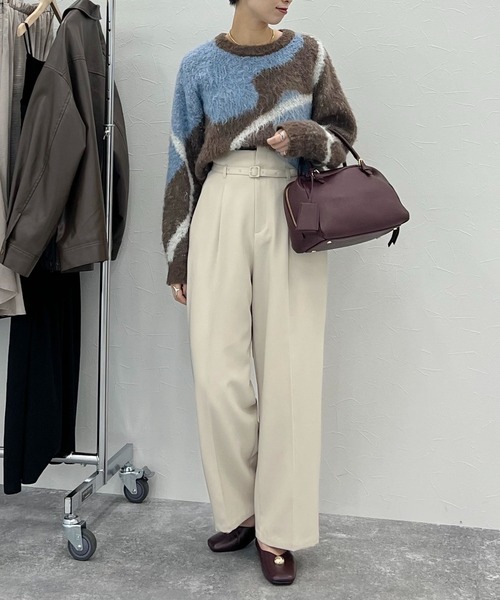 mysty woman(ミスティウーマン)の「【WEB限定】ニュアンスラインジャガードニットプルオーバー 494923(ニット/セーター・レディース・オフホワイト/ライトグレー/ライトブラウン・FREE)」の19枚目の写真