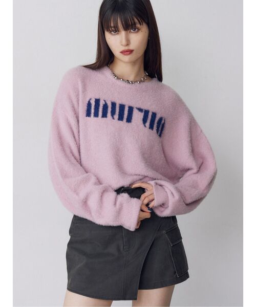 MURUA（ムルーア）の「【ZOZO限定】ラウンドロゴシャギーニット（ニット/セーター・レディース・ブラック/アイボリー/グレー/ピンク/ネイビー・FREE）」の5枚目の写真