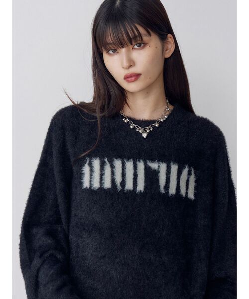 MURUA（ムルーア）の「【ZOZO限定】ラウンドロゴシャギーニット（ニット/セーター・レディース・ブラック/アイボリー/グレー/ピンク/ネイビー・FREE）」の3枚目の写真