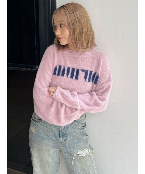 MURUA（ムルーア）の「【ZOZO限定】ラウンドロゴシャギーニット（ニット/セーター・レディース・ブラック/アイボリー/グレー/ピンク/ネイビー・FREE）」の13枚目の写真