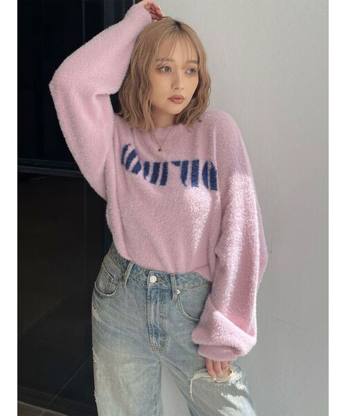 MURUA（ムルーア）の「【ZOZO限定】ラウンドロゴシャギーニット（ニット/セーター・レディース・ブラック/アイボリー/グレー/ピンク/ネイビー・FREE）」の14枚目の写真