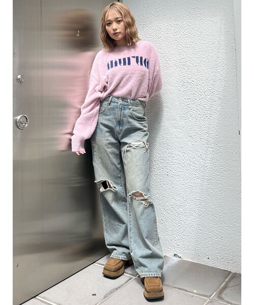 MURUA（ムルーア）の「【ZOZO限定】ラウンドロゴシャギーニット（ニット/セーター・レディース・ブラック/アイボリー/グレー/ピンク/ネイビー・FREE）」の16枚目の写真