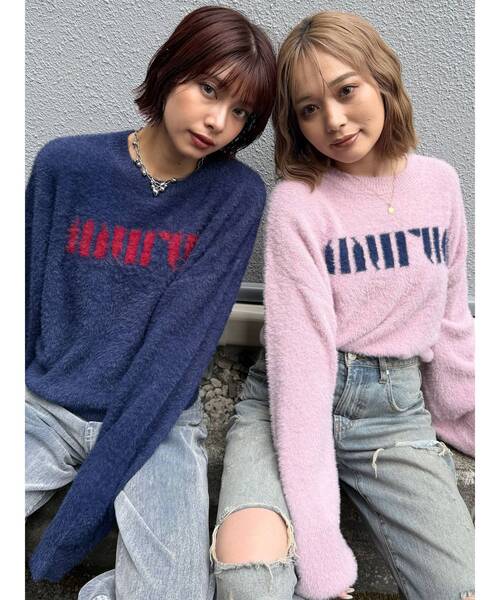 MURUA（ムルーア）の「【ZOZO限定】ラウンドロゴシャギーニット（ニット/セーター・レディース・ブラック/アイボリー/グレー/ピンク/ネイビー・FREE）」の17枚目の写真