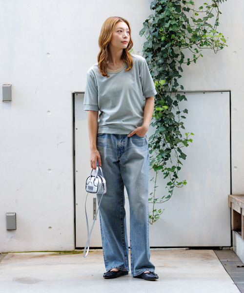 Rouge vif la cle（ルージュヴィフラクレ）の「【Le Melange/ル・メランジュ】ベロアボーダーTシャツ/#8541007/ボーダー/ベロア【WEB限定】（Tシャツ/カットソー・レディース・ブラウン/サックスブルー/レッド・フリー）」の8枚目の写真