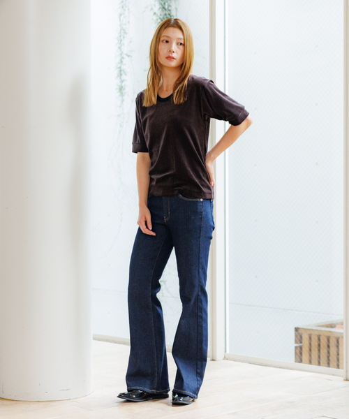 Rouge vif la cle（ルージュヴィフラクレ）の「【Le Melange/ル・メランジュ】ベロアボーダーTシャツ/#8541007/ボーダー/ベロア【WEB限定】（Tシャツ/カットソー・レディース・ブラウン/サックスブルー/レッド・フリー）」の12枚目の写真