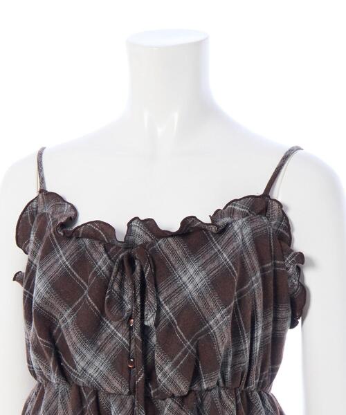 INGNI(イング)の「チェック柄ティアードキャミワンピース(ワンピース・レディース・ブラック系/ネイビー系2/ブラウン系その他2・M)」の6枚目の写真