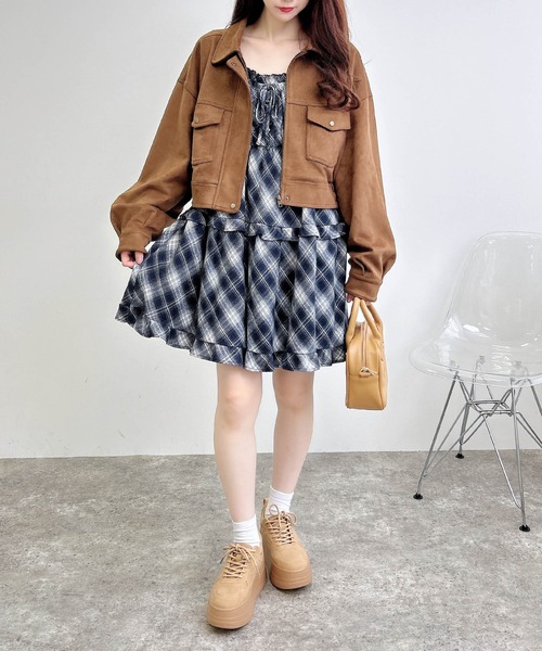 INGNI(イング)の「チェック柄ティアードキャミワンピース(ワンピース・レディース・ブラック系/ネイビー系2/ブラウン系その他2・M)」の5枚目の写真