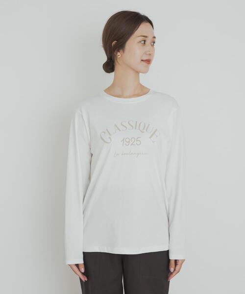 URBAN RESEARCH DOORS(アーバンリサーチドアーズ)の「ロゴプリント+刺しゅうロングTシャツ(Tシャツ/カットソー・レディース・ベージュ/オフホワイト/ホワイト系その他・MEDIUM)」の10枚目の写真