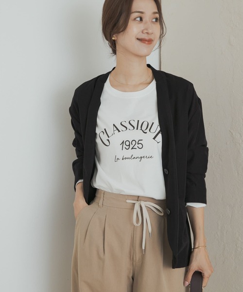 URBAN RESEARCH DOORS（アーバンリサーチドアーズ）の「ロゴプリント＋刺しゅうロングTシャツ（Tシャツ/カットソー・レディース・ベージュ/オフホワイト/ホワイト系その他・MEDIUM）」の5枚目の写真
