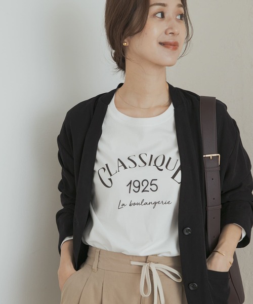 URBAN RESEARCH DOORS（アーバンリサーチドアーズ）の「ロゴプリント＋刺しゅうロングTシャツ（Tシャツ/カットソー・レディース・ベージュ/オフホワイト/ホワイト系その他・MEDIUM）」の6枚目の写真