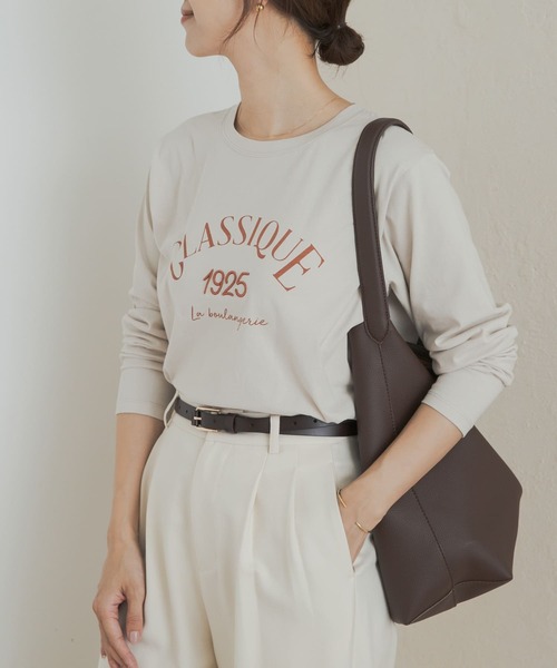 URBAN RESEARCH DOORS（アーバンリサーチドアーズ）の「ロゴプリント＋刺しゅうロングTシャツ（Tシャツ/カットソー・レディース・ベージュ/オフホワイト/ホワイト系その他・MEDIUM）」の11枚目の写真