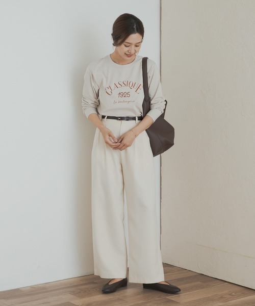 URBAN RESEARCH DOORS（アーバンリサーチドアーズ）の「ロゴプリント＋刺しゅうロングTシャツ（Tシャツ/カットソー・レディース・ベージュ/オフホワイト/ホワイト系その他・MEDIUM）」の13枚目の写真