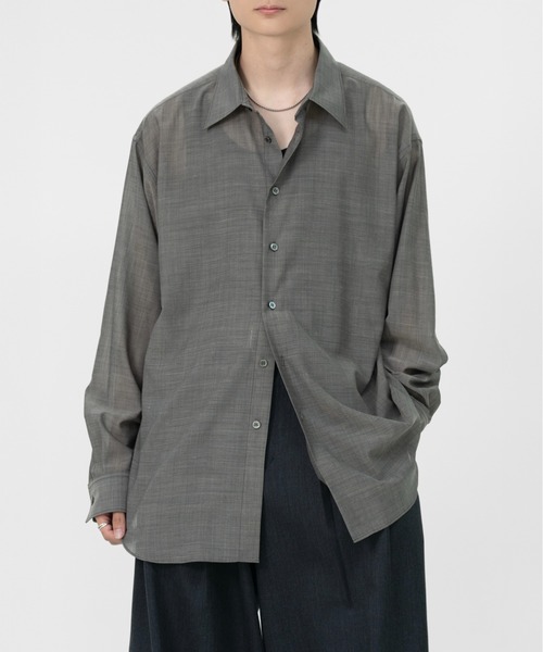 トップス [LAPIIS] FINE WOOL CHAMBRAY SHIRT セール】FINE WOOL CHAMBRAY SHIRT（シャツ/ブラウス）｜LAPIIS