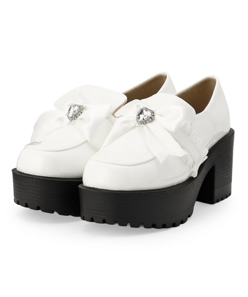 cs T&P（シーエスティーアンドピー）の「リボン付厚底ローファーパンプス（パンプス・レディース・ダークブラウン系1/ホワイト系2/ブラック系1・M/S/L/LL）」の17枚目の写真