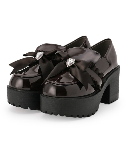 cs T&P（シーエスティーアンドピー）の「リボン付厚底ローファーパンプス（パンプス・レディース・ダークブラウン系1/ホワイト系2/ブラック系1・M/S/L/LL）」の20枚目の写真