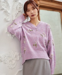 mysty woman | フラワービジューニット 588942(ニット/セーター)