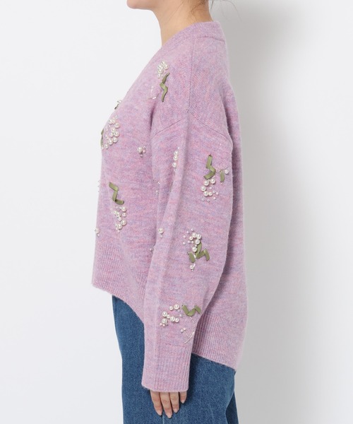 mysty woman（ミスティウーマン）の「フラワービジューニット 588942（ニット/セーター・レディース・パープル/グレー/ブラック・FREE）」の10枚目の写真