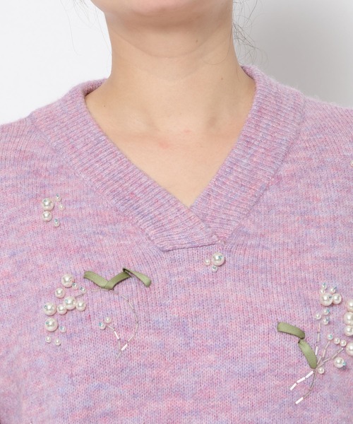 mysty woman（ミスティウーマン）の「フラワービジューニット 588942（ニット/セーター・レディース・パープル/グレー/ブラック・FREE）」の13枚目の写真