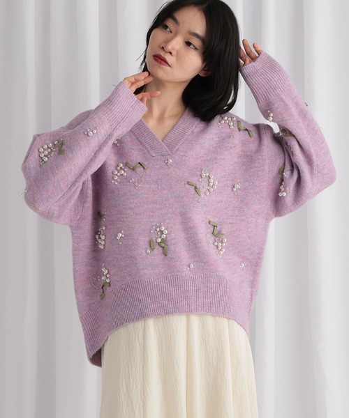 セール】フラワービジューニット 588942（ニット/セーター）｜mysty