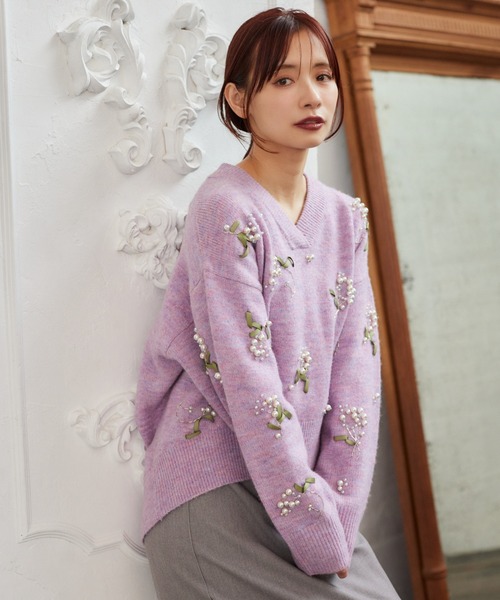 セール】フラワービジューニット 588942（ニット/セーター）｜mysty