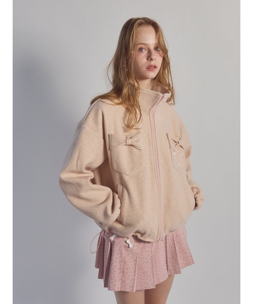 lilLilly（リルリリー）の「リボンポケットジャケット（ブルゾン・レディース・グレー/ピンク・FREE）」の6枚目の写真