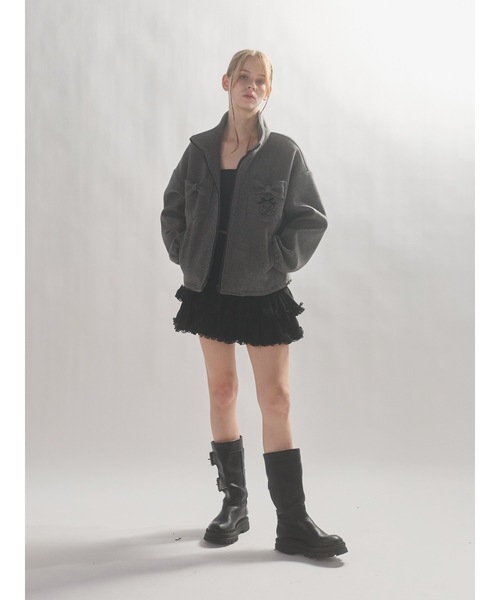 lilLilly（リルリリー）の「リボンポケットジャケット（ブルゾン・レディース・グレー/ピンク・FREE）」の8枚目の写真