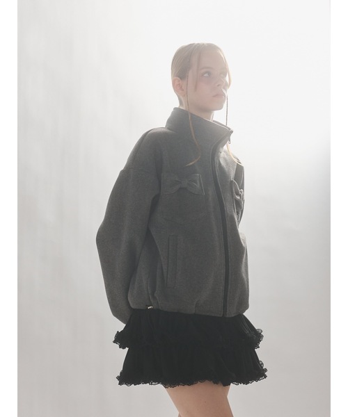 lilLilly（リルリリー）の「リボンポケットジャケット（ブルゾン・レディース・グレー/ピンク・FREE）」の11枚目の写真