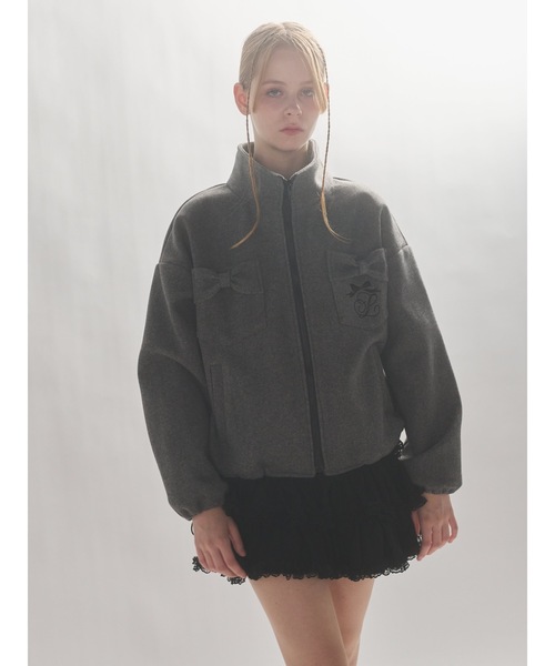 lilLilly（リルリリー）の「リボンポケットジャケット（ブルゾン・レディース・グレー/ピンク・FREE）」の12枚目の写真