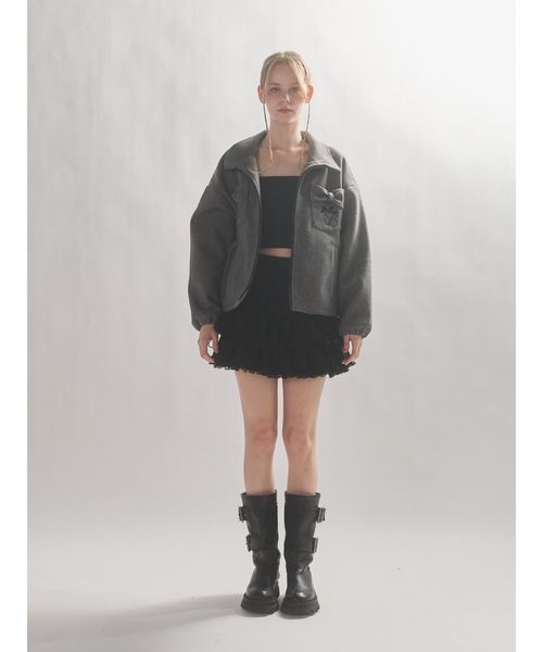 lilLilly（リルリリー）の「リボンポケットジャケット（ブルゾン・レディース・グレー/ピンク・FREE）」の14枚目の写真