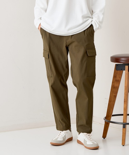 Blue Standard (ブルースタンダード)の「【BLUE STANDARD/ブルースタンダード】快適!スーパーストレッチ起毛カーゴパンツ 暖パン イージーケア 前開き ウエストゴム UVカット(カーゴパンツ・メンズ・カーキ/チャコールグレー/ブラック・MEDIUM/LARGE/X-LARGE)」の1枚目の写真