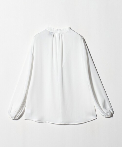 ユナイテッドアローズ UNITED ARROWS 白 ブラウス バック サテン Vネック ロングスリーブ ブラウス ‐ウォッシャブル