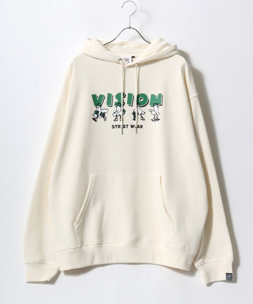 VISION STREET WEAR（ヴィジョンストリートウェア）の「2025AW VISION STREET WEAR/ヴィジョンストリートウエア オーバーサイズ 裏毛 オバケ/ ゴーストプリント スウェットプルオーバーパーカー レディース メンズ  トレーナー（パーカー・レディース・チャコール/オフホワイト/ワイン・M/LL/L）」の4枚目の写真
