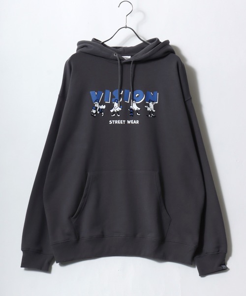 VISION STREET WEAR（ヴィジョンストリートウェア）の「2025AW VISION STREET WEAR/ヴィジョンストリートウエア オーバーサイズ 裏毛 オバケ/ ゴーストプリント スウェットプルオーバーパーカー レディース メンズ  トレーナー（パーカー・レディース・チャコール/オフホワイト/ワイン・M/LL/L）」の6枚目の写真