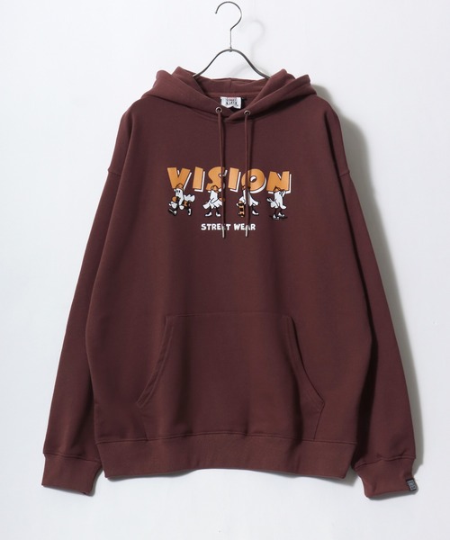 VISION STREET WEAR（ヴィジョンストリートウェア）の「2025AW VISION STREET WEAR/ヴィジョンストリートウエア オーバーサイズ 裏毛 オバケ/ ゴーストプリント スウェットプルオーバーパーカー レディース メンズ  トレーナー（パーカー・レディース・チャコール/オフホワイト/ワイン・M/LL/L）」の8枚目の写真
