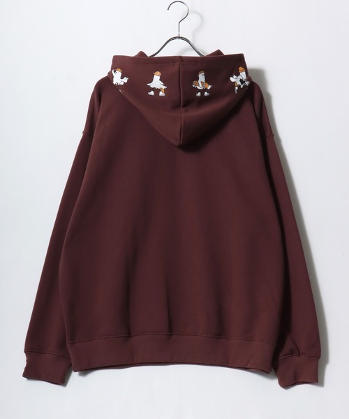 VISION STREET WEAR（ヴィジョンストリートウェア）の「2025AW VISION STREET WEAR/ヴィジョンストリートウエア オーバーサイズ 裏毛 オバケ/ ゴーストプリント スウェットプルオーバーパーカー レディース メンズ  トレーナー（パーカー・レディース・チャコール/オフホワイト/ワイン・M/LL/L）」の9枚目の写真