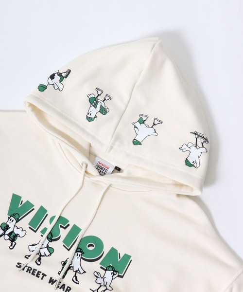 VISION STREET WEAR（ヴィジョンストリートウェア）の「2025AW VISION STREET WEAR/ヴィジョンストリートウエア オーバーサイズ 裏毛 オバケ/ ゴーストプリント スウェットプルオーバーパーカー レディース メンズ  トレーナー（パーカー・レディース・チャコール/オフホワイト/ワイン・M/LL/L）」の11枚目の写真