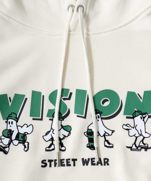 VISION STREET WEAR（ヴィジョンストリートウェア）の「2025AW VISION STREET WEAR/ヴィジョンストリートウエア オーバーサイズ 裏毛 オバケ/ ゴーストプリント スウェットプルオーバーパーカー レディース メンズ  トレーナー（パーカー・レディース・チャコール/オフホワイト/ワイン・M/LL/L）」の15枚目の写真